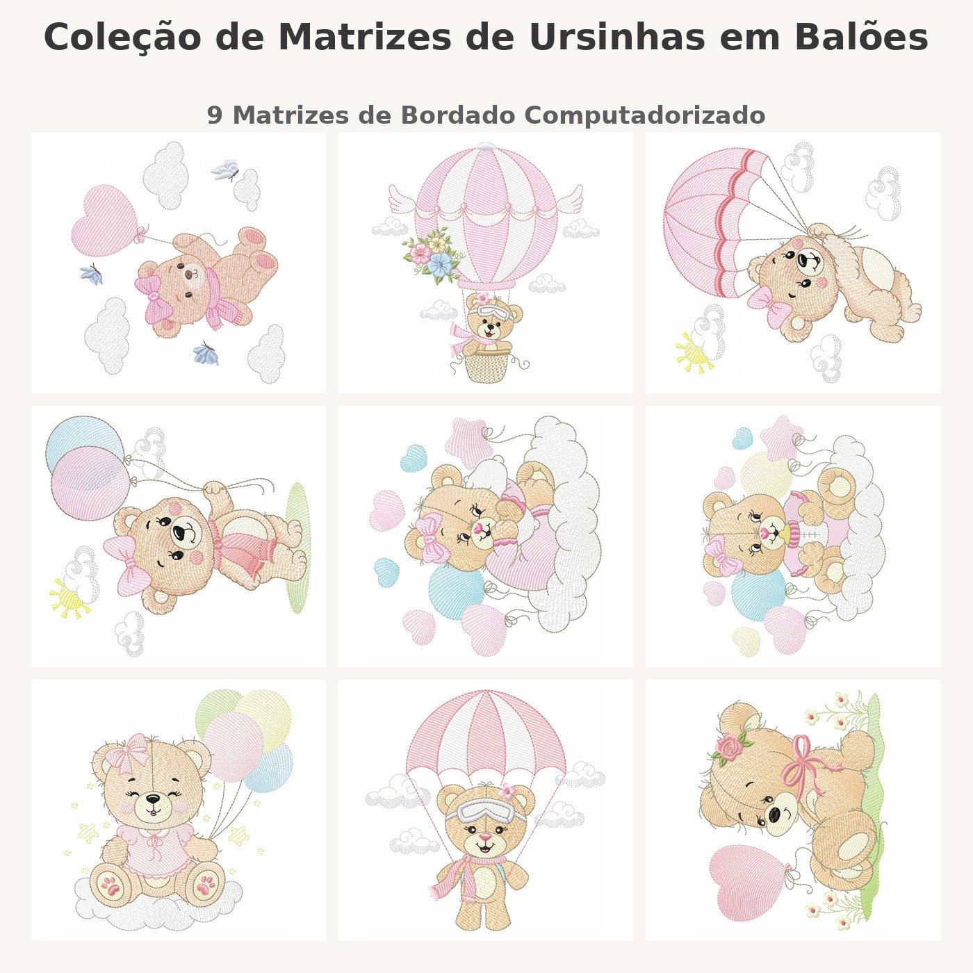 Coleção de Matrizes de Ursinhas em Balões