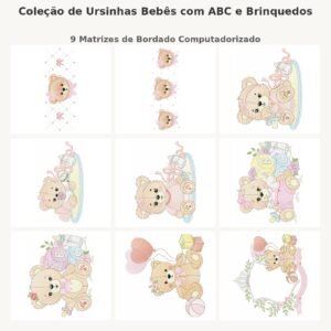 Coleção de Ursinhas Bebês com ABC e Brinquedos