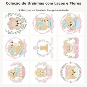 Coleção de Ursinhas com Laços e Flores