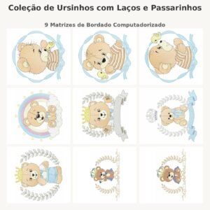 Coleção de Ursinhos com Laços e Passarinhos