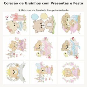 Coleção de Ursinhos com Presentes e Festa