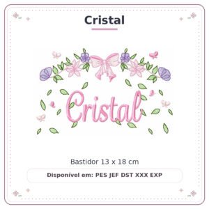Matriz de Bordado Nome Cristal Flores de Amor 13x18