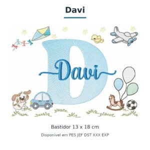 Matriz de Bordado Nome Davi Parque e Brinquedos 13x18