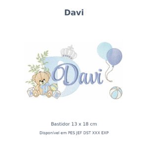 Matriz Nome Davi Ursinho Com Balão e Coroa