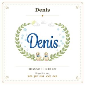 Matriz de Bordado Nome Denis Patinhos Meninos 13x18