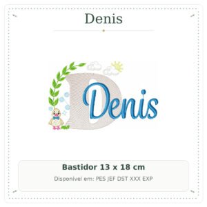 Matriz de Bordado Nome Denis Patinho Baby 13x18
