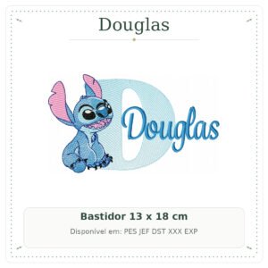 Matriz de Bordado Nome Douglas Stitch Sobreposto 13x18