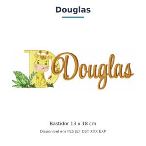 Matriz de Bordado Nome Douglas Girafinha Safari 13x18
