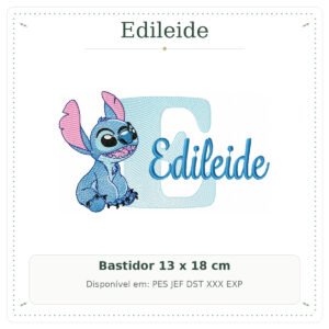 Matriz de Bordado Nome Edileide Stitch Sobreposto 13x18