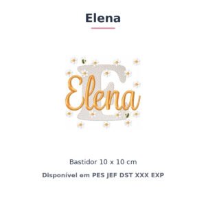 Matriz de Bordado Nome Elena Margaridas 10x10