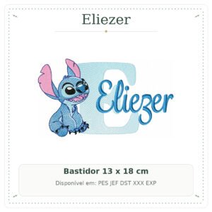 Matriz de Bordado Nome Eliezer Stitch Sobreposto 13x18