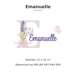 Matriz de Bordado Nome Emanuelle Lavanda 13x18