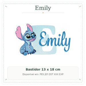 Matriz de Bordado Nome Emily Stitch Sobreposto 13x18