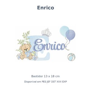 Matriz Nome Enrico Ursinho Com Balão e Coroa