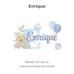 Matriz Nome Enrique Ursinho Com Balão e Coroa