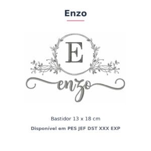 Matriz de Bordado Nome Enzo Nobresa Ramo Delicado 13x18