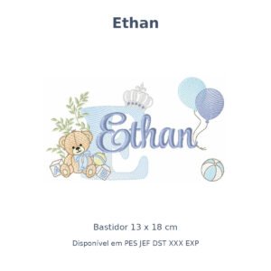 Matriz Nome Ethan Ursinho Com Balão e Coroa