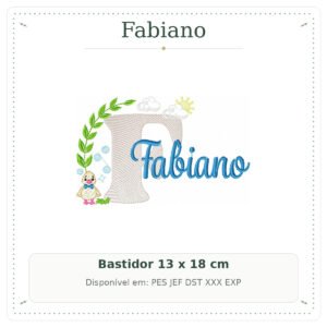 Matriz de Bordado Nome Fabiano Patinho Baby 13x18