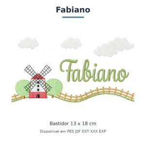Matriz de Bordado Nome Fabiano Fazendinha 13x18