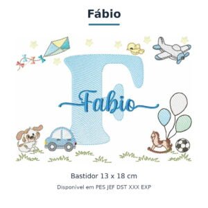 Matriz de Bordado Nome Fábio Parque e Brinquedos 13x18