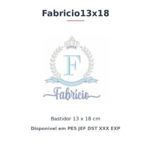 Matriz de Bordado Nome Fabricio Coroa 13x18