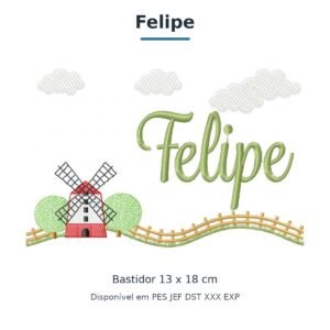 Matriz de Bordado Nome Felipe Fazendinha 13x18
