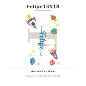 Matriz de Bordado Nome Felipe Astronauta 13x18