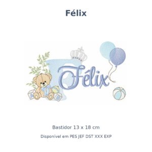 Matriz Nome Félix Ursinho Com Balão e Coroa