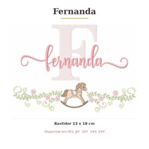 Matriz de Bordado Nome Fernanda Cavalinhos 13x18