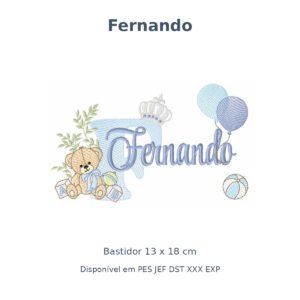 Matriz Nome Fernando Ursinho Com Balão e Coroa