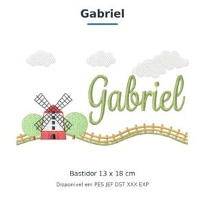 Matriz de Bordado Nome Gabriel Fazendinha 13x18