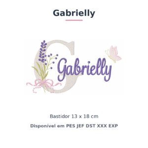 Matriz de Bordado Nome Gabrielly Lavanda 13x18