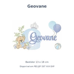Matriz Nome Geovane Ursinho Com Balão e Coroa