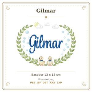 Matriz de Bordado Nome Gilmar Patinhos Meninos 13x18