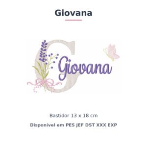 Matriz de Bordado Nome Giovana Lavanda 13x18