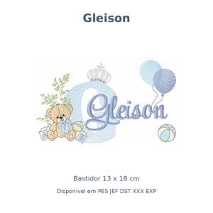 Matriz Nome Gleison Ursinho Com Balão e Coroa