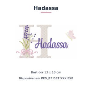 Matriz de Bordado Nome Hadassa Lavanda 13x18