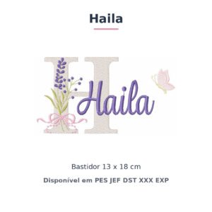 Matriz de Bordado Nome Haila Lavanda 13x18