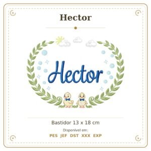 Matriz de Bordado Nome Hector Patinhos Meninos 13x18