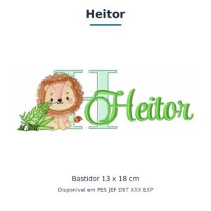 Matriz de Bordado Nome Heitor Leão Safari 13x18