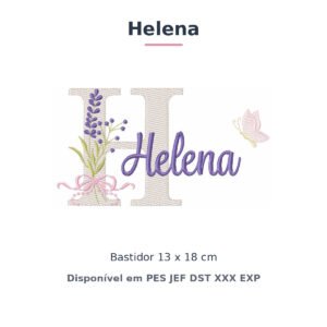Matriz de Bordado Nome Helena Lavanda 13x18