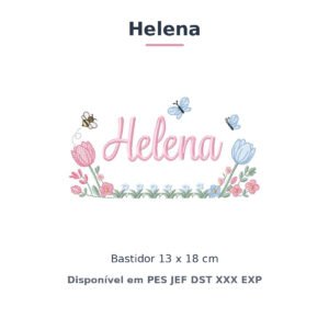 Matriz de Bordado Nome Helena Jardim de Tulipas 13x18