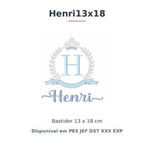Matriz de Bordado Nome Henri Coroa 13x18