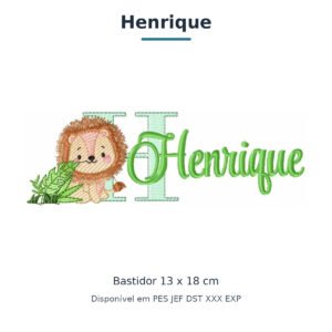 Matriz de Bordado Nome Henrique Leão Safari 13x18