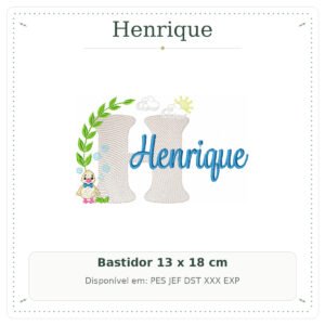 Matriz de Bordado Nome Henrique Patinho Baby 13x18