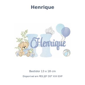 Matriz Nome Henrique Ursinho Com Balão e Coroa