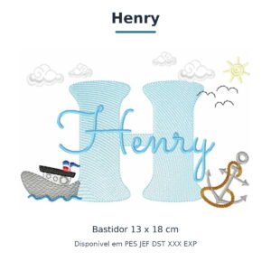 Matriz de Bordado Nome Henry Marinheiro 13x18