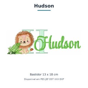 Matriz de Bordado Nome Hudson Leão Safari 13x18