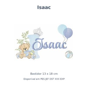 Matriz Nome Isaac Ursinho Com Balão e Coroa