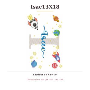 Matriz de Bordado Nome Isac Astronauta 13x18